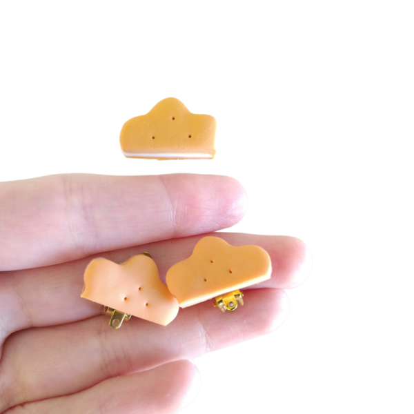 Παιδικό σετ δαχτυλίδι και σκουλαρίκια μπισκότα με κλιπ με πολυμερικό πηλό / μικρά / ατσάλινα / Twice Treasured - πηλός, cute, γλυκά, σετ κοσμημάτων, παιδικά σκουλαρίκια - 5