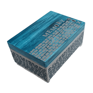 Ξύλινο χειροποίητο memory box - Μπλε/Γκρι - 30*20*13,5εκ. - 3