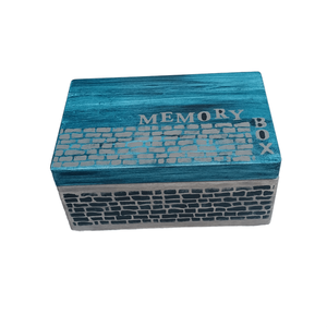 Ξύλινο χειροποίητο memory box - Μπλε/Γκρι - 30*20*13,5εκ. - 4