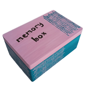 Ξύλινο χειροποίητο memory box - Τυρκουάζ/Ροζ - 30*20*13,5εκ. - 4