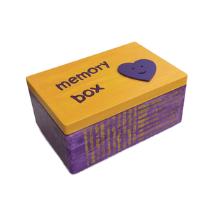 Ξύλινο χειροποίητο memory box - Πορτοκαλί/Μωβ- 30*20*13,5εκ. - 3