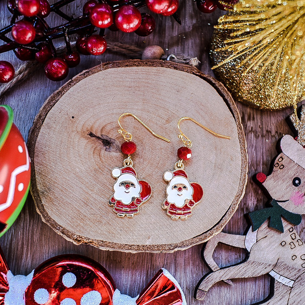 Χριστουγεννιάτικα σκουλαρίκια Άγιος Βασίλης - μέταλλο, κοσμήματα, χριστουγεννιάτικα δώρα, άγιος βασίλης - 2