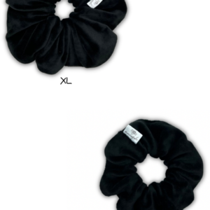 Black velvet regular scrunchie - ύφασμα, βελούδο, για τα μαλλιά, λαστιχάκια μαλλιών, velvet scrunchies - 3