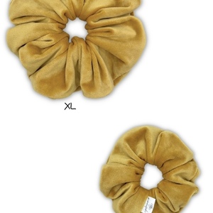 Mustard velvet XL scrunchie - ύφασμα, βελούδο, λαστιχάκια μαλλιών - 3