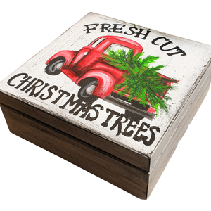 Χριστουγεννιάτικο κουτί ξύλινο λευκό 13x13(αυτοκίνητο) - ξύλο, διακοσμητικά, χριστουγεννιάτικα δώρα - 2