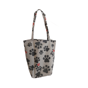 Τσάντα για ψώνια I love my dog σε γκρι χρώμα διάστασης 36x37cm κ μήκος λουριού 33cm - ύφασμα, ώμου, μεγάλες, all day, πάνινες τσάντες