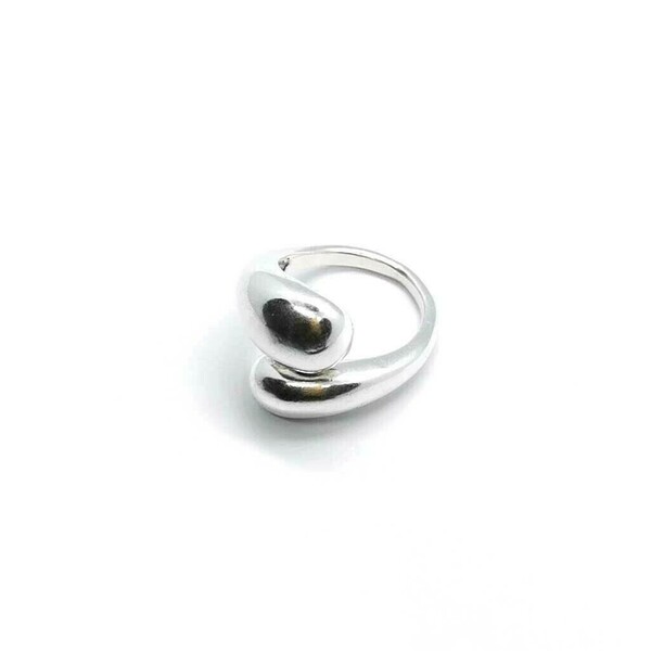 Μπρούντζινο δαχτυλίδι σε ασημί χρώμα - επάργυρα, boho, μπρούντζος, μεγάλα, αυξομειούμενα