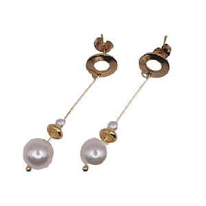 Μακριά σκουλαρίκια «Gold pendulum» με πέρλες -5εκ - ατσάλι, κρεμαστά, πέρλες, καρφάκι, φθηνά