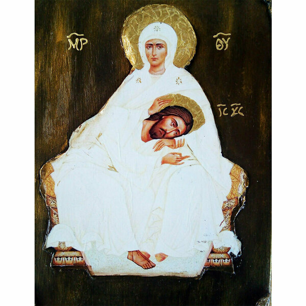 Παναγία Και Ιησούς Χριστός Χειροποίητη Εικόνα Σε Ξύλο 20x30cm - πίνακες & κάδρα, πίνακες ζωγραφικής, εικόνες αγίων - 5