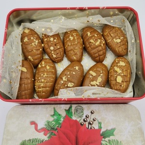 Χριστουγενιατικα χειροποίητα wax melt από κερί σόγιας, με άρωμα και σχήμα μελομακαρονο 10 τμχ σε μεταλλικό κουτί. - αρωματικά κεριά, merry christmas, soy wax, soy candles - 3