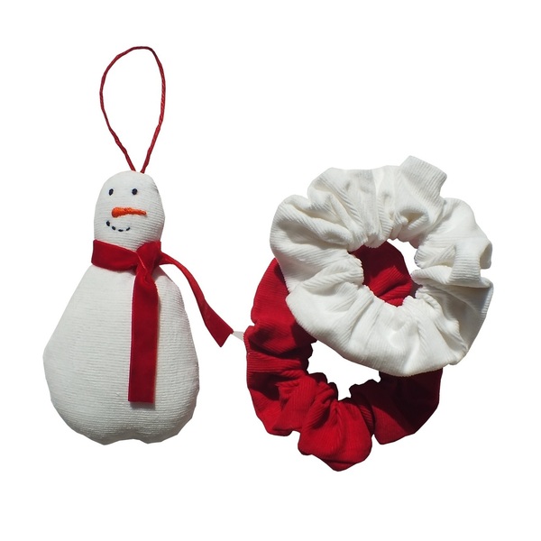 Χριστουγεννιάτικο σετ δώρου - χιονάνθρωπος - βελούδο, χειροποίητα, χριστουγεννιάτικα δώρα, Black Friday, σετ δώρου