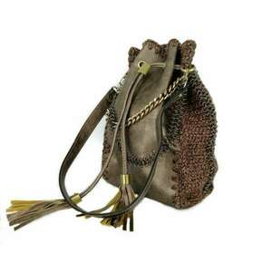 Χειροποίητη τσάντα ώμου Cosette Bag - δέρμα, νήμα, ώμου, πουγκί, πλεκτές τσάντες