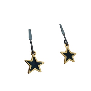 Σκουλαρίκια αστέρι με σμάλτο - επιχρυσωμένα, ορείχαλκος, μικρά, κρεμαστά