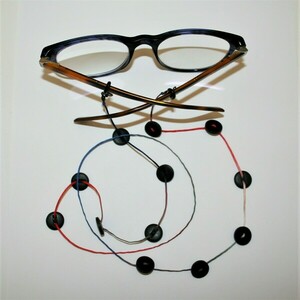 Κορδόνι γυαλιών μικρά-μαύρα κουμπιά, πολύχρωμο, ντεγκραντέ κερωμένο κορδόνι - κορδόνια, κορδόνια γυαλιών - 3