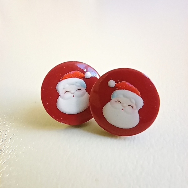 Χριστουγεννιάτικα σκουλαρίκια ρητίνης μικρά καρφωτα. - γυαλί, καρφωτά, μικρά, κοσμήματα, χριστουγεννιάτικα δώρα - 2