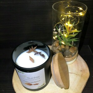 Φυτικό κερί σόγιας σε δοχείο με άρωμα μελομακάρονο 200γρ. - αρωματικά κεριά, χριστουγεννιάτικα δώρα - 2