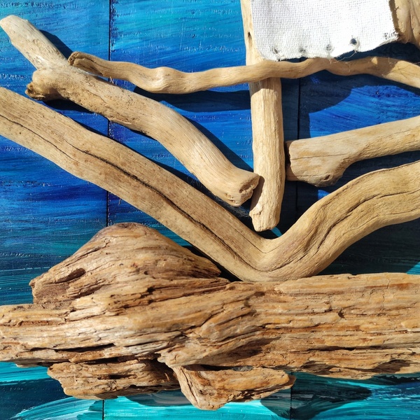 Καραβάκι κατασκευασμένο με θαλασσόξυλα. Κρεμαστός ξύλινος πίνακας διαστάσεις 37*26 εκ. - ζωγραφισμένα στο χέρι, πίνακες & κάδρα, καραβάκι, με ξύλινο στοιχείο - 4