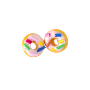 Σκουλαρίκια καρφωτά donut λευκής σοκολάτας με πολυμερικό πηλό / μικρά / ασημί μεταλλικά καρφάκια / Twice Treasured - πηλός, cute, καρφωτά, γλυκά, kawaii
