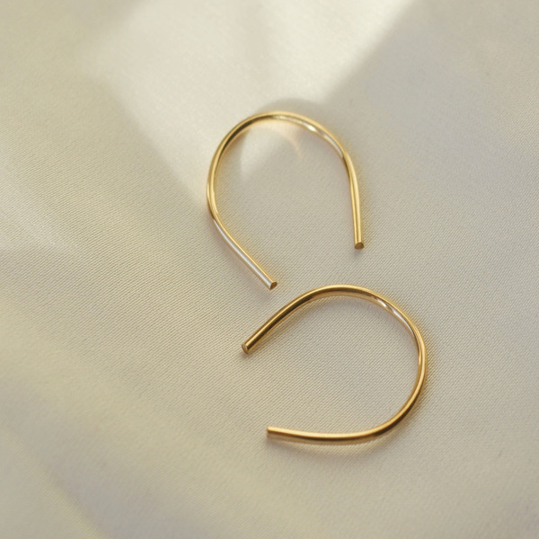 Ανοιχτά κρικάκια (14K Gold Filled) | Minimal hoops - επιχρυσωμένα, ορείχαλκος, χαλκός, κρίκοι, minimal - 2