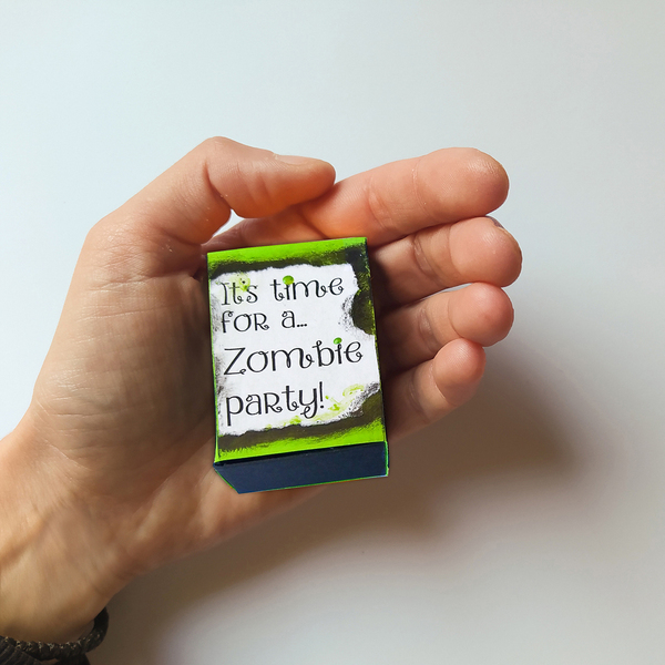 Πρωτότυπο δώρο Χιουμοριστική 3D ευχετήρια κάρτα σπιρτόκουτο για zombie party 5.3x3.5x1.7 - πρωτότυπα δώρα, γενική χρήση, ευχετήριες κάρτες - 3
