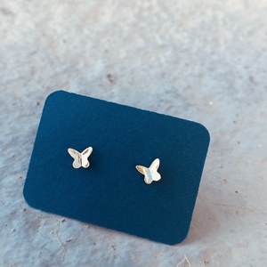 Ατσάλινα καρφωτα σκουλαρίκια - Tiny butterfly - επιχρυσωμένα, πεταλούδα, καρφωτά, μικρά, ατσάλι - 4