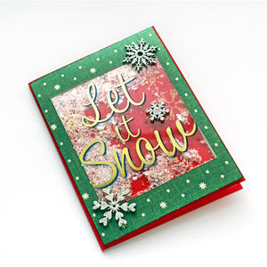 Χριστουγεννιάτικη κάρτα shaker "Let it snow" - χαρτί, ευχετήριες κάρτες - 2