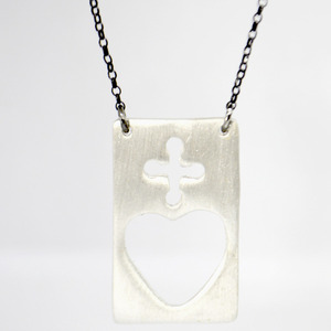 Κολιέ talisman σταυρός καρδιά ασήμι 925 - charms, ασήμι 925, καρδιά, σταυρός, boho - 2