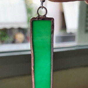 Μακριά Σκουλαρίκια με Πράσινο Βιτρώ 70x15mm - ασήμι, γυαλί, δώρο, μακριά, κρεμαστά - 3
