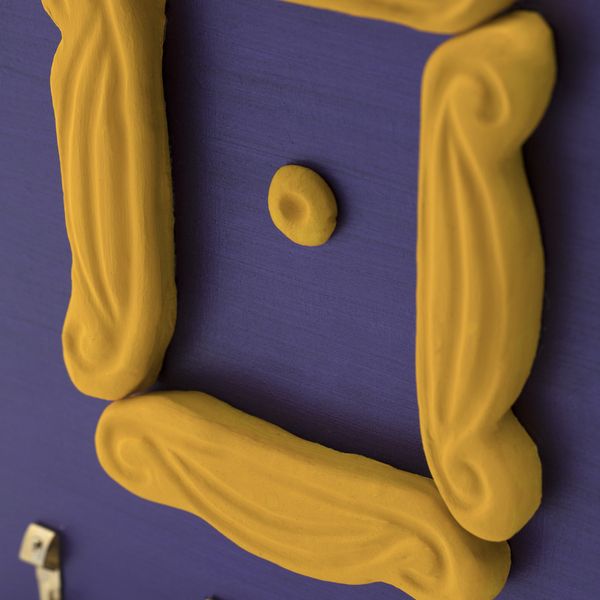 Ξύλινη Κλειδοθήκη με Κίτρινη κορνίζα - πίνακες & κάδρα, δώρα γενεθλίων, κλειδοθήκες, ξύλινα διακοσμητικά τοίχου - 3