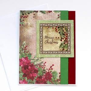 Χριστουγεννιάτικη κάρτα "Merry Christmas" poinsettias - χαρτί, ευχετήριες κάρτες