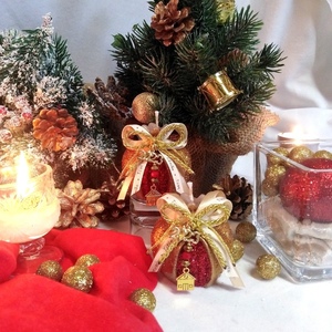 Γούρι 2024 αρωματικό κερί χρυσό-κόκκινο 6×6cm - γούρι, ρόδι, χριστουγεννιάτικα δώρα, γούρια, πρωτοχρονιά, κεριά & κηροπήγια - 2