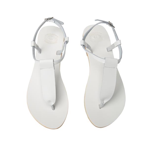 Γυναικεία σανδάλια άσπρα από δέρμα, Σανδάλια Παξοί - δέρμα, boho, φλατ, ankle strap - 2