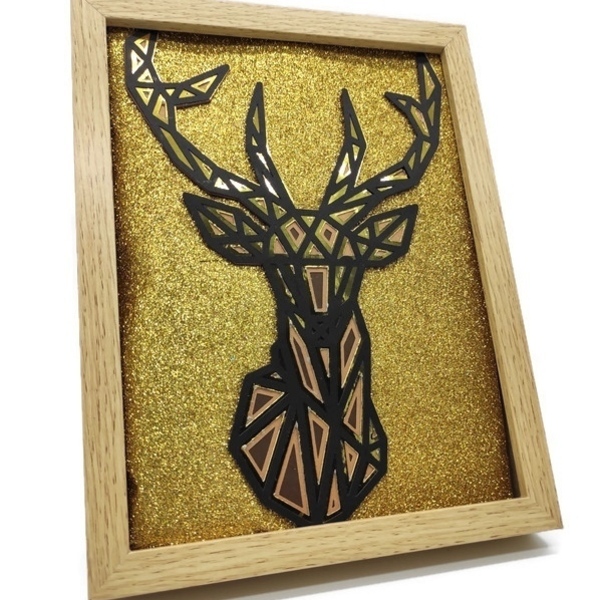 Φωτιζόμενο 3D κάδρο (shadow box) reindeer - διακοσμητικά, κορνίζες