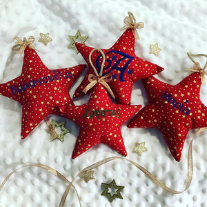 Χριστουγεννιατικα προσωποποιημενα αστερια - ύφασμα, αστέρι, νονά, στολίδια, προσωποποιημένα