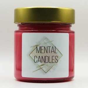 Κερί αρωματικό 212ml με άρωμα φράουλά κόκκινο σε γυάλινο βάζο με καπάκι 8 χ 7 εκ - αρωματικά κεριά - 2