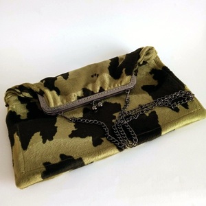 Γυναικεία τσάντα φάκελος clutch, animal print, φτιαγμένη από γούνα χειροποίητη - ύφασμα, clutch, ώμου, χιαστί, χειρός - 2