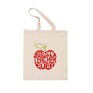 Πάνινη μπεζ τσάντα 40x39 εκατοστά, τσαντα η καλύτερη δασκάλα, δώρο για τη δασκάλα, τσάντα για βιβλία - ύφασμα, δώρο, για δασκάλους, η καλύτερη δασκάλα