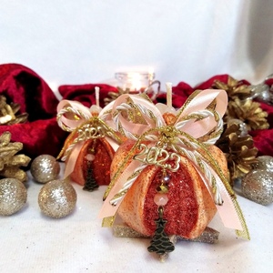 Γούρι 2024 αρωματικό κερί ρόδι πορτοκαλί-χάλκινο 6*6cm - γυαλί, χριστουγεννιάτικα δώρα, κεριά, γούρια, πρωτοχρονιά - 3
