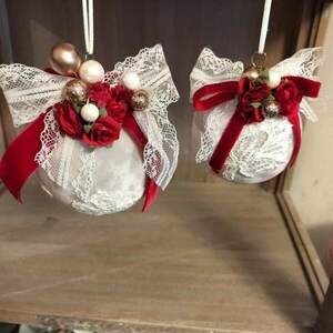 Χριστουγεννιάτικες μπάλες σετ γυάλινες σε λευκή απόχρωση - γυαλί, στολίδια, δέντρο, μπάλες - 3