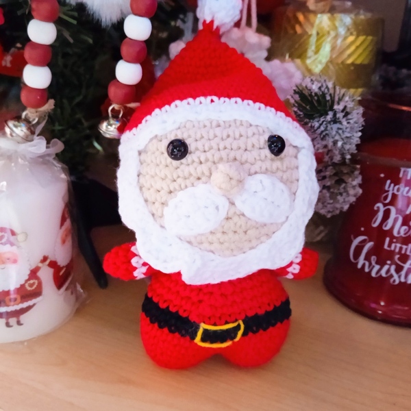 Πλεκτό κουκλάκι Άγιος Βασίλης - λούτρινα, amigurumi, χριστουγεννιάτικα δώρα, άγιος βασίλης - 4