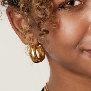 Verona Earrings Gold - επιχρυσωμένα, κρίκοι, ατσάλι, μεγάλα - 2