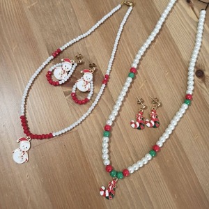 χριστουγεννιάτικο σετ κοσμημάτων 2 τμχ ' γλειφιντζουράκι ' ( candy cane ) - ημιπολύτιμες πέτρες, μέταλλο, κοσμήματα, με πέρλες, σετ κοσμημάτων - 3