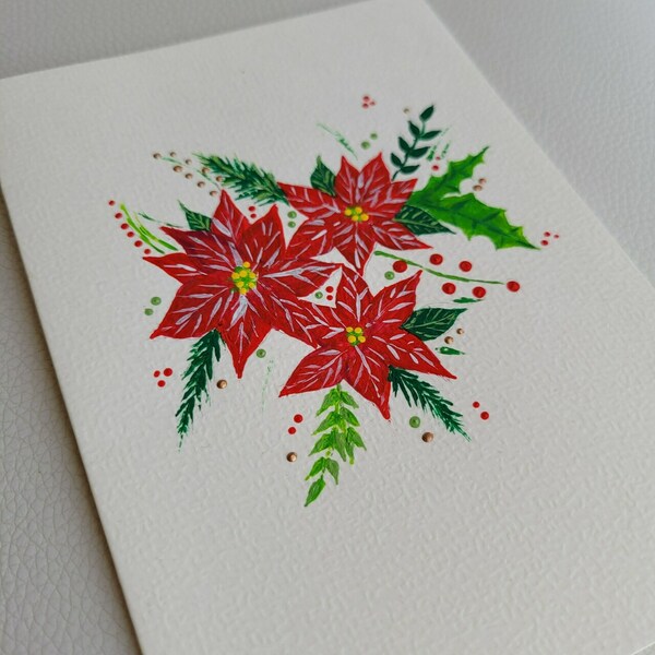 Χριστουγεννιάτικη κάρτα ζωγραφισμένη στο χέρι σχέδιο αλεξανδρινό - χαρτί, ευχετήριες κάρτες - 2