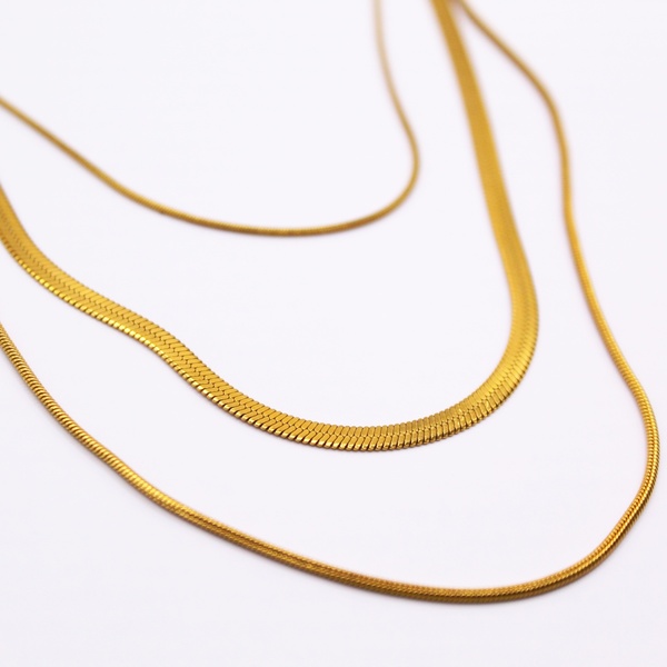 Τριπλή Αλυσίδα σε Χρυσό Χρώμα μήκους 45cm - βραδυνά, γυναικεία, μακριά, ατσάλι, layering
