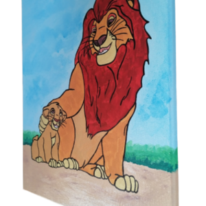 Ο βασιλιάς των λιονταριών ζωγραφικη με ακρυλικά σε καμβά τελαρωμενο διάστασης 30Χ40εκατ - κορίτσι, αγόρι, ήρωες κινουμένων σχεδίων, παιδικοί πίνακες - 4