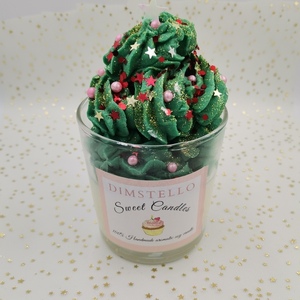 Χριστουγενιατικο χειροποίητο κερί σόγιας χριστουγενιατικο δεντράκι με άρωμα Santa milk cookies] 330γρ. - αρωματικά κεριά