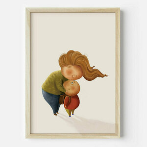 Παιδικός πίνακας "Το φιλί της μαμάς" - κορίτσι, αγόρι, παιδικοί πίνακες
