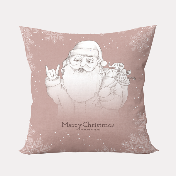 Χριστουγεννιάτικο ροζ μαξιλάρι 20x20 - ύφασμα, διακοσμητικά, μαξιλάρια