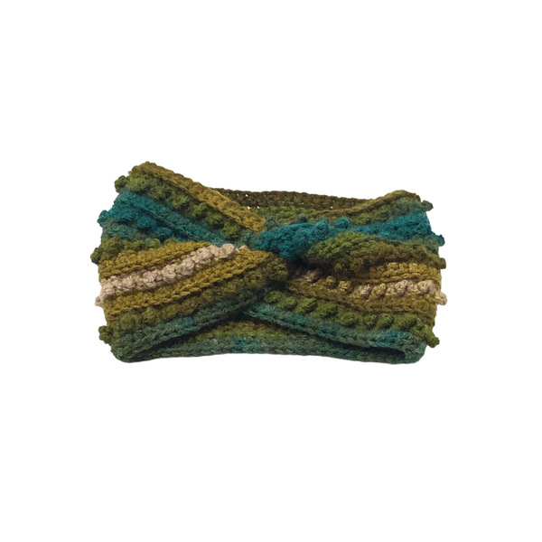 Κορδέλα μαλλιών πλέκτη headband πολύχρωμη πράσινο pines - νήμα, για τα μαλλιά, δώρα για γυναίκες, headbands