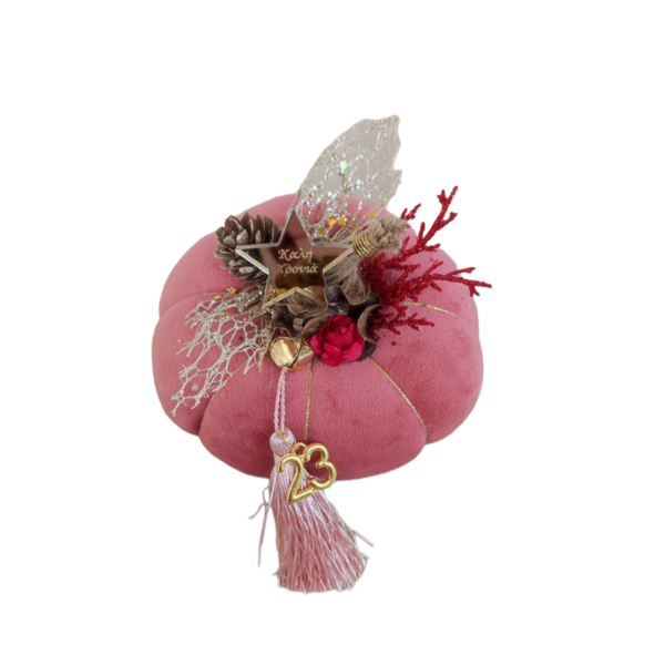 Κολοκύθα ροζ υφασμάτινη 12εκ - ύφασμα, διακοσμητικά, κολοκύθα